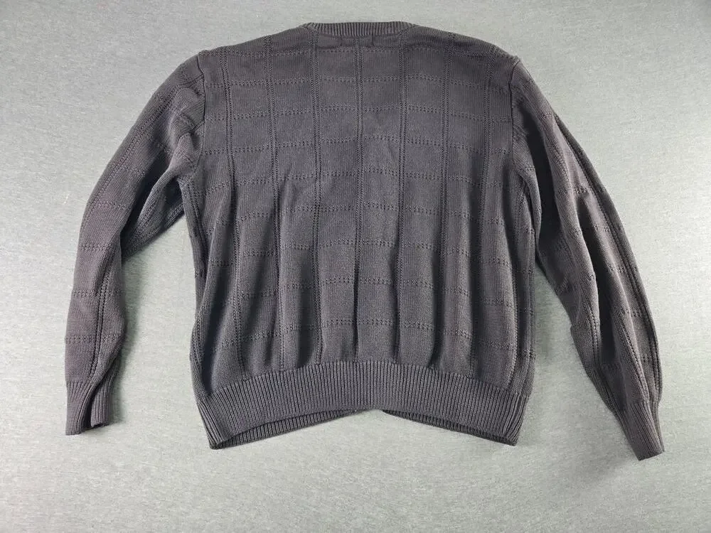 Roundtree & Yorke Cardigan Sweater Mens Large Brown Cotton V Neck Knit Grandpa
